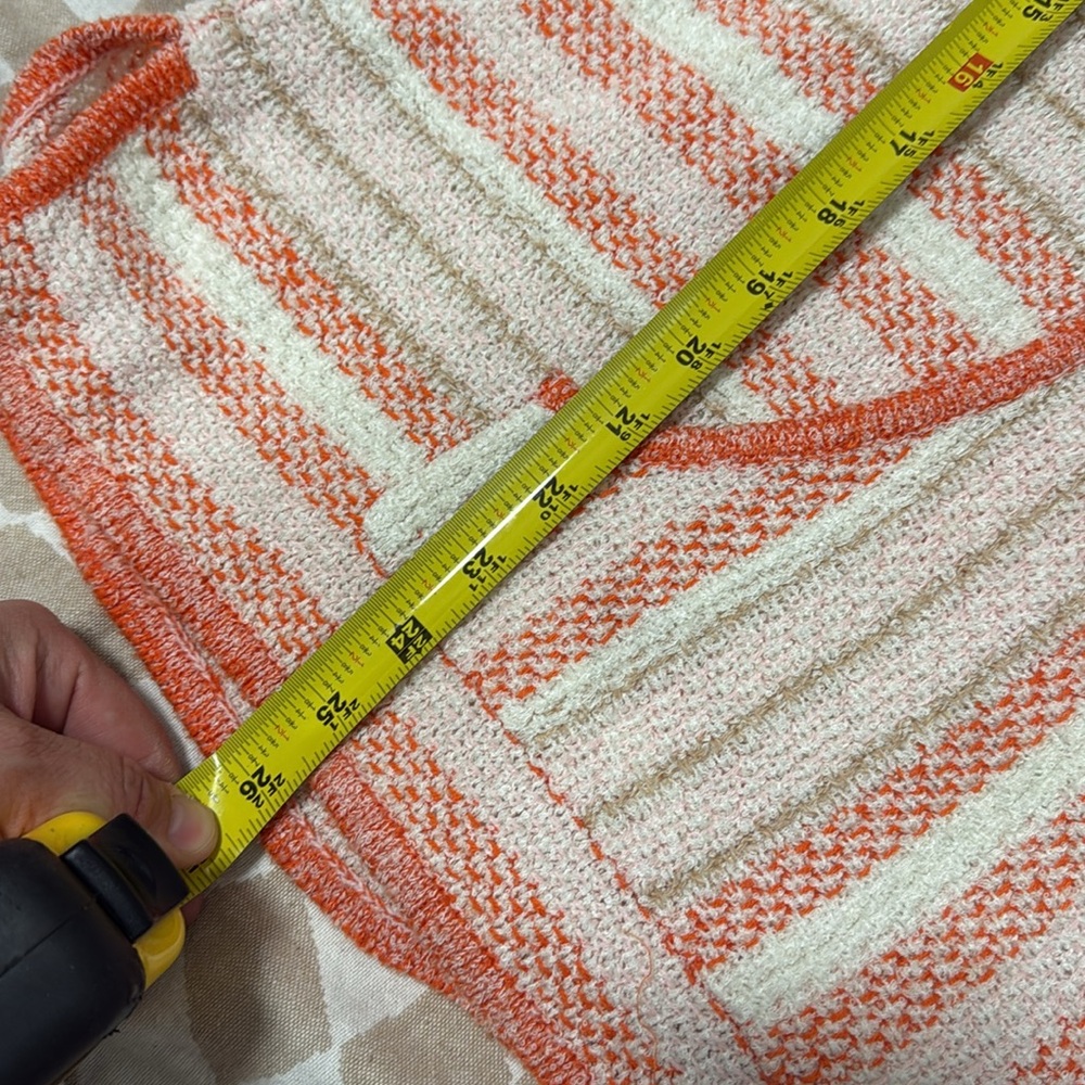 Sahalie Striped Orange and Cream Women's Baja knit Sweater hoodie - Picture 4 of 6
